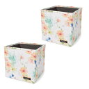 スタイルデコール(STYLE Decor) ファブリックボックス Sサイズ (26cm×26cm×26cm) 2個セット パステルフローラル 収納ボックス おし...