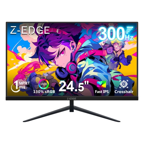 Z Z-Edge(ゼロエッジ) ゲームモニター 25 インチ UG25S IPS パネル FHD 解像度 300Hz (DP)/240Hz (HDMI) 1ms 応答 178° 広視野角 HDR&FreeSync 対応 デュアル HDMI/DP ポート デスクトップ・PS5・Xbox 用