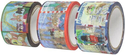 カミイソ産商 日本製 マスキングテープ ラパンの世界旅行 4 (イギリス・アメリカ・UAE) 3巻セット 25mm×5m TR-1031