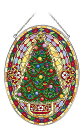 サンキャッチャー ステンドグラス風 クリスマス ツリー タペストリー Vintage Christmas Large Oval