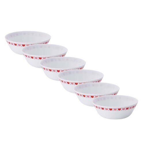 PYREX パイレックス ミルクグラス スープボウル 15cm 皿 プレート 割れにくい 軽量 電子レンジ対応 食洗機対応 強化ガラス スイートハート PXMK-SB650-ADH/JP 6枚セット CP-1873