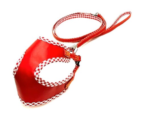 ONS コットンレザーソフトハーネスリード 3S レッド 猫・超小型犬用 ハーネス リード