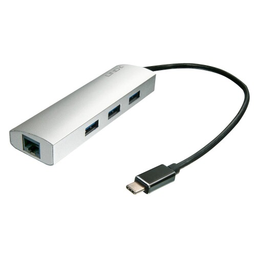 LINDY USB3.1 TypeC-Gigabit LAN・USB TypeA 3ポート ハブ アダプタ(型番:43177)