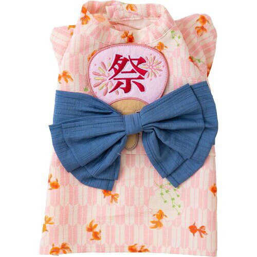 tassu ペット用浴衣 犬服 猫兼用 矢絣柄 金魚柄 マジックテープ うちわ ガーリー ...