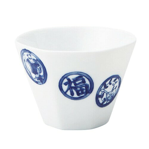 美濃焼 miyama 深山 湯呑み 煎茶碗 コップ カップ 約90ml 電子レンジ 食洗機対応 七福丸紋 染付文様 日本製 95-084-142