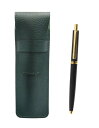 2個パック シボ革ペンケースモスグリーン AP300昭和40年代復刻ノック式金属クリップシャープペンセット 黒 SASMG-AP300S-B-2