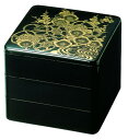 J-kitchens 御節重箱 日本製 3段 7.0寸 黒金ツツミ 21.0cm x 21.0cm x 19.0cm