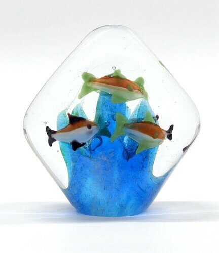 キーストーン グラスアート ペーパーウェイト トロピカルフィッシュ ダイヤ フィッシュ IN0106 ...