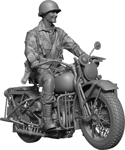 エイチスリーモデル 1/35 WW2 アメリカ空挺師団 鉄馬の騎手 (オートバイ付) 3Dプリンター製キット HS35107 (人) 組み立て塗装が必要な3Dプリンター製キット。別途、接着剤や工具、塗料等が必要。 1/35スケール未塗装3Dプリンター製組み立てキット 3Dプリンター製 ※本製品は未塗装未組み立てです。 エイチスリーモデル・H3 Models (韓国)輸入レジンキット 商品紹介 エイチスリーモデル 「1/35 WW2 アメリカ空挺師団 鉄馬の騎手 (オートバイ付)」 3Dプリンター製キットです。 ノルマンディー上陸作戦直後のアメリカ軍空挺師団のオートバイ兵と「アイアンホース」(鉄の馬)と呼ばれたオートバイを再現したレジン製フィギュアセットです。 ヘルメットを被り、各部に多数のポケットがある空挺ジャケットとトラウザーを着用、左足を地面に付けてオートバイにまたがり微笑む姿をモデル化しました。 右腰のピストルホルスター、ベルトポーチ、サスペンダー類などの装備品も精密に再現しています。 オートバイは、アメリカの2大バイクメーカーの一つであるハーレーダビットソン社が供給した軍用型WLAをキット化、エアクリーナの形状から後に45年型と呼ばれる後期モデルを再現しています。 レジン製 1セット入 ※本製品は未塗装未組み立てです。 ※この商品は、組み立て、塗装が必要な3Dプリンター製キットです。 ※組み立て、塗装には別途、接着剤や工具、塗料等が必要です。 ※この商品には、接着剤や塗料、工具や電池等は含まれません。 安全警告 該当なし 商品コード20082235086商品名エイチスリーモデル 1/35 WW2 アメリカ空挺師団 鉄馬の騎手 (オートバイ付) 3Dプリンター製キット HS35107 (人)型番HS35107サイズ1/35 スケールカラー成型色※他モールでも併売しているため、タイミングによって在庫切れの可能性がございます。その際は、別途ご連絡させていただきます。※他モールでも併売しているため、タイミングによって在庫切れの可能性がございます。その際は、別途ご連絡させていただきます。