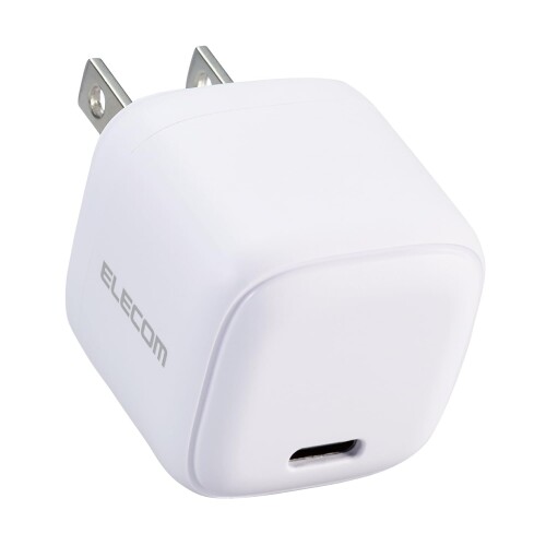 エレコム 充電器 Type-C 20W USB PD対応 USB-C 1ポート 折りたたみ式プラグ PSE認証 ホワイト EC-AC7320WH USB Power Deliveryに対応したUSB Type-C(TM)ポートを搭載し、対応するスマートフォン、タブレットなどを充電できるUSB AC充電器です。 USB Power Delivery(パワーデリバリー)とは、アダプターと接続機器間で情報をやり取りすることで、その機器間における最適な電力を選択し、高速充電を実現するUSB規格です。 ※本製品の最大出力は20Wです。 手のひらにすっぽり隠れるほど小さく(幅約33.7mm×厚み約33.7mm×高さ約33.7mm)、軽量(約39.1g)なので外出や出張などの際の持ち運びに便利です。 USB Power Deliveryに対応しています。iPhoneを約30分で50%まで充電できるから、外出先でスピード充電が可能です。 【仕様】 ■対応機種:USB Type-CポートからUSB Power Delivery (20W)の規格内で充電可能な機器 ■定格入力電圧:AC100V〜240V、50Hz/60Hz ■定格入力電流:0.7A ■定格出力電力:20W ■定格出力電圧:5V/9V/12V ■定格出力電流:5V時3A/9V時2.22A/12V時1.67A ■外形寸法:幅約33.7mm×奥行約33.7mm×高さ約33.7mm ■重量:約39.1g ■カラー:ホワイト ■使用可能地域:日本 ■保証期間:1年間 ■コネクタ形状:USB Type-Cポート×1 ■コンセントプラグ仕様:90度スイング構造 ■使用温度範囲:-10[度]〜25[度] ■法令:◇PSE 特定電気用品 ■その他: ※USB Type-C and USB-C are trademarks of USB Implementers Forum 【説明】 ■USB Power Deliveryに対応したUSB Type-Cポートを搭載し、対応するスマートフォン、タブレットなどを充電できるUSB AC充電器です。 ■USB Power Delivery(パワーデリバリー)とは、アダプターと接続機器間で情報をやり取りすることで、その機器間における最適な電力を選択し、高速充電を実現するUSB規格です。 ※本製品の最大出力は20Wです。 ■手のひらにすっぽり隠れるほど小さく(幅約33.7mm×厚み約33.7mm×高さ約33.7mm)、軽量(約39.1g)なので外出や出張などの際の持ち運びに便利です。 ■USB Power Deliveryに対応しています。iPhoneを約30分で50%まで充電できるから、外出先でスピード充電が可能です。 ■USB Power Deliveryに対応したUSB Type-Cポートを搭載し、機器に応じて出力が5V/3A、9V/2.22A、12V/1.67Aと可変し、iPhoneなどのスマートフォン、iPadなどのタブレットを高速充電できます。 ■未使用時は電源プラグを折りたたんで充電器本体に収納可能です。スッキリとコンパクトに収納できるので、持ち運びにも便利です。 ■本製品はUSB-IFのテストと同等のテストを当社独自で実施し、高い安全性が保たれているため、USB Power Delivery対応製品にご使用いただけます。 ■耐トラッキング性の要求事項(PSE:電気用品安全法)を満たしたコンセントプラグを採用しています。 ※本製品にケーブルは同梱しておりません。別途USBケーブルなどをご用意ください。 ※機器本体や充電器が濡れた状態で充電すると、異常な発熱 ■焼損の原因となり大変危険ですのでおやめください。 ※USB Type-C and USB-C are trademarks of USB Implementers Forum ■自社環境認定基準を1つ以上満たし、『THINK ECOLOGY』マークを表示した製品です。 ■廃棄物削減に取り組み、製品に同梱する取扱説明書等をペーパーレス化した製品です。 ■環境保全に取り組み、製品の包装容器におけるプラスチック重量を、社内基準製品より20%以上削減した製品です。 ■環境保全に取り組み、製品の包装容器が紙 ■ダンボール ■ポリ袋のみで構成されている製品です。 【商品に関するお問い合わせ】 エレコム総合インフォメーションセンター TEL. 0570-084-465 FAX. 0570-050-012 受付時間 / 10:00〜19:00　年中無休 チャットサポートも可能です。詳細は 8056.jpをご確認ください。 商品コード20076353090商品名エレコム 充電器 Type-C 20W USB PD対応 USB-C 1ポート 折りたたみ式プラグ PSE認証 ホワイト EC-AC7320WH型番EC-AC7320WHサイズ1)コンパクトカラーホワイト※他モールでも併売しているため、タイミングによって在庫切れの可能性がございます。その際は、別途ご連絡させていただきます。※他モールでも併売しているため、タイミングによって在庫切れの可能性がございます。その際は、別途ご連絡させていただきます。