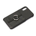 PGA iPhone X用ハードケース ポケット&リング付き ロゴ/ブラック PG-DCS360SW