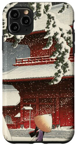 日本のヴィンテージアート 日本美術 浮世絵 日本の 多色刷 木版画 寺院 雪 芝 増上寺 スマホケース iPhone 11 Pro Max 用