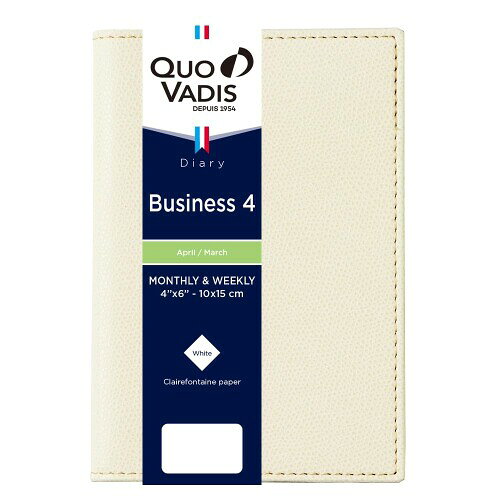 Quo Vadis - クオバディス 手帳 ダイアリー『ビジネス4/クラブ』 (週間バーチカル・A6変型サイズ 10×15cm) クリーム QUOVADIS qv66302bg