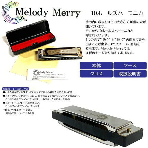 マニッシュボーイのメロディメリー 10ホールズハーモニカ 20音 ブルースハープ Melody Merry Harmonica Blues Harp MH-100 (E♭調)｜アングル2