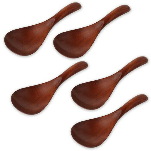 J-kitchens 木製 漆塗り 取り分け レンゲ 5本 セット 17x5.8cm