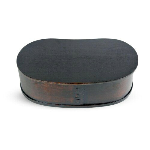 J−kitchens 弁当箱 木製 一段 豆型 黒スリ 17x9x5.5cm 450ml