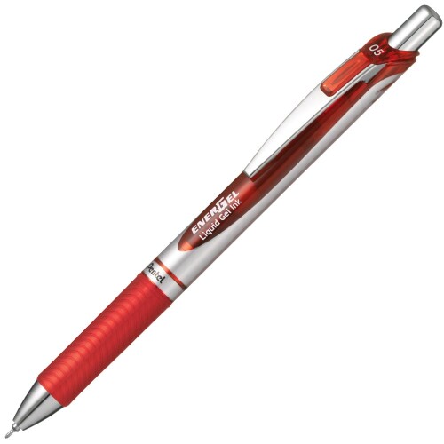 ぺんてる ボールペン ゲルインキ エナージェル ノック式 0.5mm シルバー軸 XBLN75ZB 赤 5本 パック入りサイズ/重さ:45×15×200mm/12g ボール径:0.5mmニードルチップ インキ色:赤インキ 濃くてはっきりとした文字がなめらかに書けるエナージェルインキを搭載。 インクの乾きも早いから、速記にも強い。 濃くてはっきりとした文字がなめらかに書けるエナージェルインキを搭載。 インクの乾きも早いから、速記にも強いです。ノック式だから片手で簡単にすばやく書き始められる。 ボール径:0.5mm 軸色:シルバー軸 インキ色:赤インキ 替え芯:LRN5 【パック入り5個セット】 商品コード20063901110商品名ぺんてる ボールペン ゲルインキ エナージェル ノック式 0.5mm シルバー軸 XBLN75ZB 赤 5本型番XBLN75ZB(5)サイズ0.5mmカラー赤※他モールでも併売しているため、タイミングによって在庫切れの可能性がございます。その際は、別途ご連絡させていただきます。※他モールでも併売しているため、タイミングによって在庫切れの可能性がございます。その際は、別途ご連絡させていただきます。