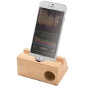 ゴーウェル スマホスタンド おしゃれ 木製 ラバーウッド (ECO スピーカー 配線したままOK) ナチュラル シングルホーン TS-1284-008