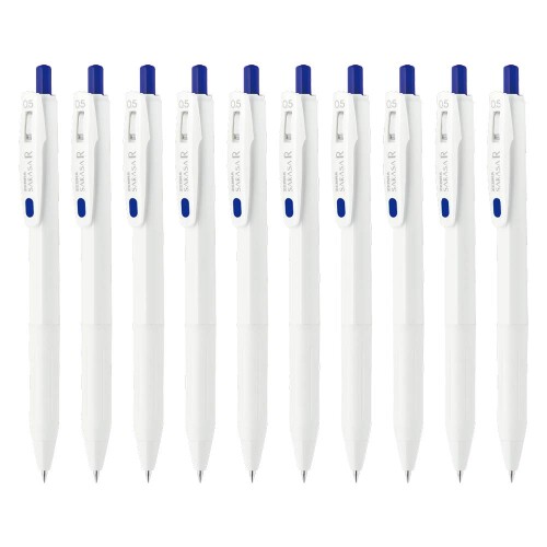 ゼブラ ジェルボールペン サラサR 0.5mm 青 10本 B-JJ29-R1-BL 【サラサR】濃く書けるサラサ 【インク種類】0.4/14種類 0.5/3種類 【特長】濃く書けてノートがきれいに見やすく仕上がる 【インク】水性染料 【本体サイズ】最大軸径11×141mm/重量10.9g 濃く書けるサラサRが新登場! 色数は14色ございます。通常のサラサクリップよりも濃いインクでノート書きにおすすめです! ジェルインクなので、さらさらとしたなめらかな書き味です。 【バインダークリップ】 可動式バインダークリップの採用により、厚みのあるボード等にもはさめ、クリップ折れを軽減させます。 当製品に替芯はございません。使い切りタイプになります。 商品コード20063931124商品名ゼブラ ジェルボールペン サラサR 0.5mm 青 10本 B-JJ29-R1-BL型番B-JJ29-R1-BLサイズ0.5mmカラー青※他モールでも併売しているため、タイミングによって在庫切れの可能性がございます。その際は、別途ご連絡させていただきます。※他モールでも併売しているため、タイミングによって在庫切れの可能性がございます。その際は、別途ご連絡させていただきます。