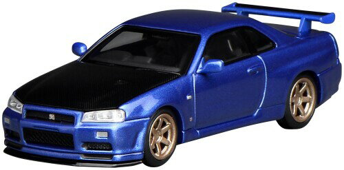 フリースタイル (FREESTYLE) MOTORHELIX 1/64 NISSAN SKYLINE GT-R (R34) V-SPEC II CUSTOMIZED カーボンボンネット Bayside Blue 完成品 M63450