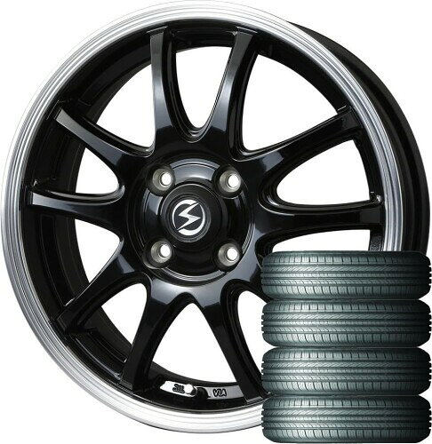 S-HOLD S-5V (14×4.5J 4-100 +45) ブラック/リムポリッシュ + ROADSTONE(ロードストーン) Eurovis HP02 155/65R14