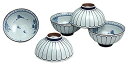 飯碗 おしゃれ ： 有田焼 菊彫山水 茶漬 セット（大） Japanese Rice bowl x5pcs set Porcelain/Size(cm) Φ11.9x5.9/No:720638