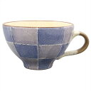 美濃焼 スープカップ 彩り市松 パープル 580-06