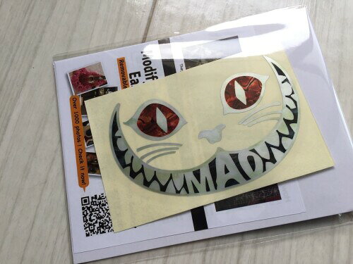 ジャカモウ チシャ猫 MAD CAT ・ギター や ベース 楽器に貼る インレイステッカー ...