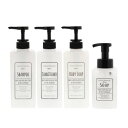 リビング ディスペンサー ポンプボトル スクエア シャンプー&コンディショナー&ボディーソープ ホワイト 600ml×3個 ソープボトル 400ml×1個 (泡...