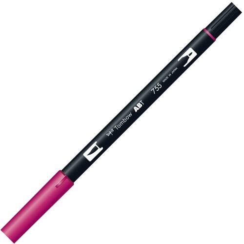 トンボ鉛筆 筆ペン デュアルブラッシュペン AB-T ルビンレッド 6本 AB-T755-6P