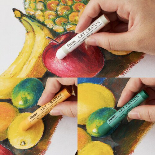 ぺんてる クレヨン アートクレヨン 4色セットD ホワイト2本・ ビリジアン・ ディープカドイエロー