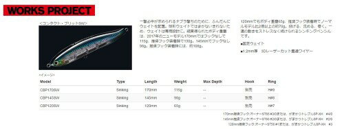 タックルハウス(Tacklehouse) ルアー CONTACT BRITT. ペンシル CBP170 SINKING WORKS No.9 セグロカタクチ. 2