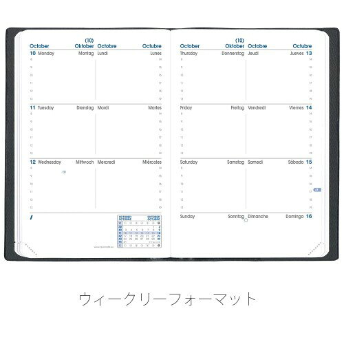 クオバディス 手帳 ダイアリー『サパックス/アンパラ』(週間セパレート・1月始まり・A6変型 10×15cm・4ヵ国語表記)ブルーオーシャン QUOVADIS qv98501bl mannishboy-24607433 マニッシュボーイ サンプル画像3
