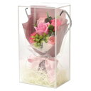 ポピー名古屋 ソープフラワー シャボンフラワー 造花 ギフト プレゼント 5輪ブーケ バラ 花束 約25cm クリアボックス付き SH-048 ピンク