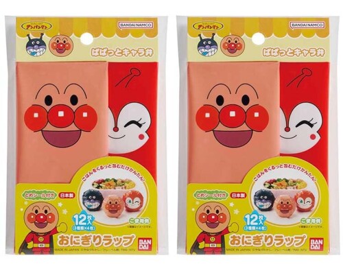 バンダイ それいけ アンパンマン おにぎりラップ お顔柄 12枚入×2個セット とめシール付き 18×18cm 日本製