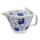 J-kitchens ティーポット 茶こし付き 385ml 2人用 〜 3人用 波佐見焼 日本製 キャッツ ( 猫 ねこ 柄 ) ブルー L/174077