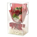 ポピー名古屋 ソープフラワー シャボンフラワー 造花 ギフト プレゼント 5輪ブーケ バラ 花束 約25cm クリアボックス付き SH-048 レッド