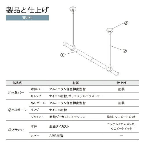TOSO(トーソー) 室内物干し ランドリーバー LB-1 吊りポールのみ H450用 ホワイト