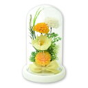 ポピー名古屋 ソープフラワー シャボンフラワー 仏花 お供え花 造花 ブーケ 菊 花束 約20cm ドーム型ケース付き SBL-203 イエロー