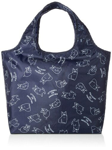 Shopping Bags, Ecology Bags - (オーエフエス) ショッピングバッグ ネコ柄 クルクルコンパクト保冷保温バッグ ネイビー ドッグ
