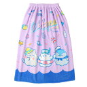 (SANTOWA) (サントーワ) ラップタオル 80cm オバケーヌ もちもちぱんだ キッズ プールタオル 女の子 巻きタオル 子供用 綿100% コットン キャラクター お名前タグ付 B:ラベンダー 80cm