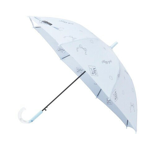 Umbrella - ムーンバット 雨傘 長傘 UV UVカット 子供 キッズ ジャンプ傘 ジャンプ式 耐風 ブランド 通学 透明コマ 窓付き ワントーン ロゴ総柄 21-016-41871-06 ブルー
