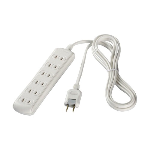 BUFFALO 2ピン電源タップ 6個口 スタンダード 2m ホワイト BSTAPST2620WH