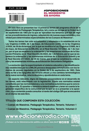 Cuerpo de Maestros. Pedagog?a Terape?tica. Volumen 1. LOMLOE