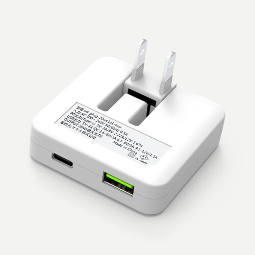 SUCCUL 充電器 薄型 (2ポート USB-C USB-A 急速充電器 20W) PD2.0急速充電技術 折り畳み 超小型 PSE技術基準適合 TYPE-C 極薄 コンパクト iPhone 15 / 14 / 13 iPad Air (第5世代) Android その他 各種機器対応(ホ