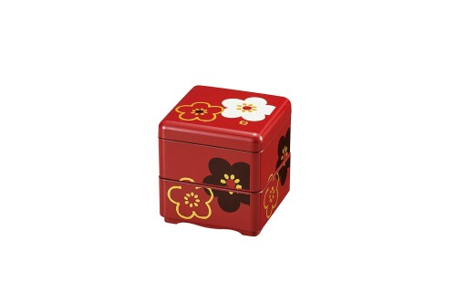 たつみや 重箱 ミニお重珍味角(160ml) 朱華文様梅 『もてなしや』 575262