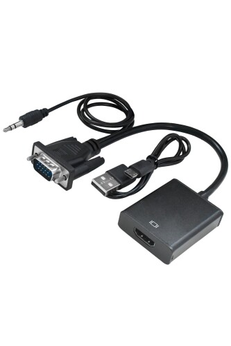 シズカウィル VGA to HDMI 変換アダプタ VGA変換 アダプター 高速転送 HDMI フルHD hdmiケーブル 変換ケーブル Windows 用 MacBook 用 パソコン ノートPC 軽量 テレビ 接続 モニター ミラーリング リモ