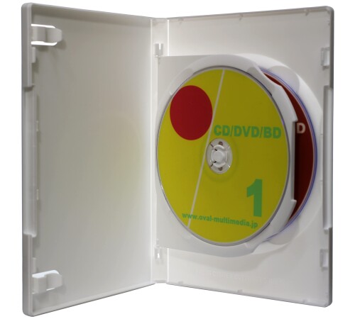 オーバルマルチメディア DVDケース 2枚収納15mm厚フリップトールケース ホワイト 25個 箱入り ブルーレイケースとしても最適