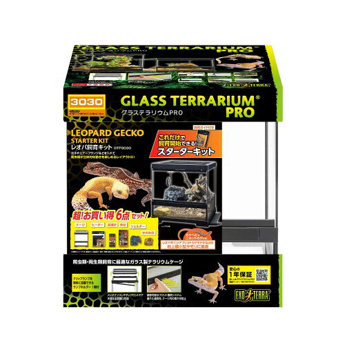 エキゾテラ EXOTERRA レオパ飼育キットGTP3030 爬虫類用ガラスケージ グラステラリウムPRO レオパ・ニシアフなどの地上棲小型ヤモリのスターターキット 幅31×奥行31×高さ32cm