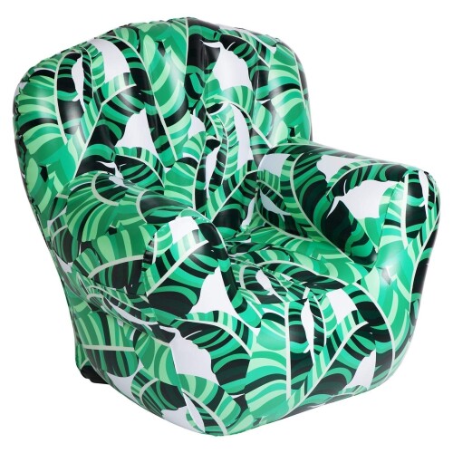 SunnyLIFE Sunnylife Adult Deluxe Outdoor Inflatable Pool Beach Lounge Chair - Banana Palm Green
